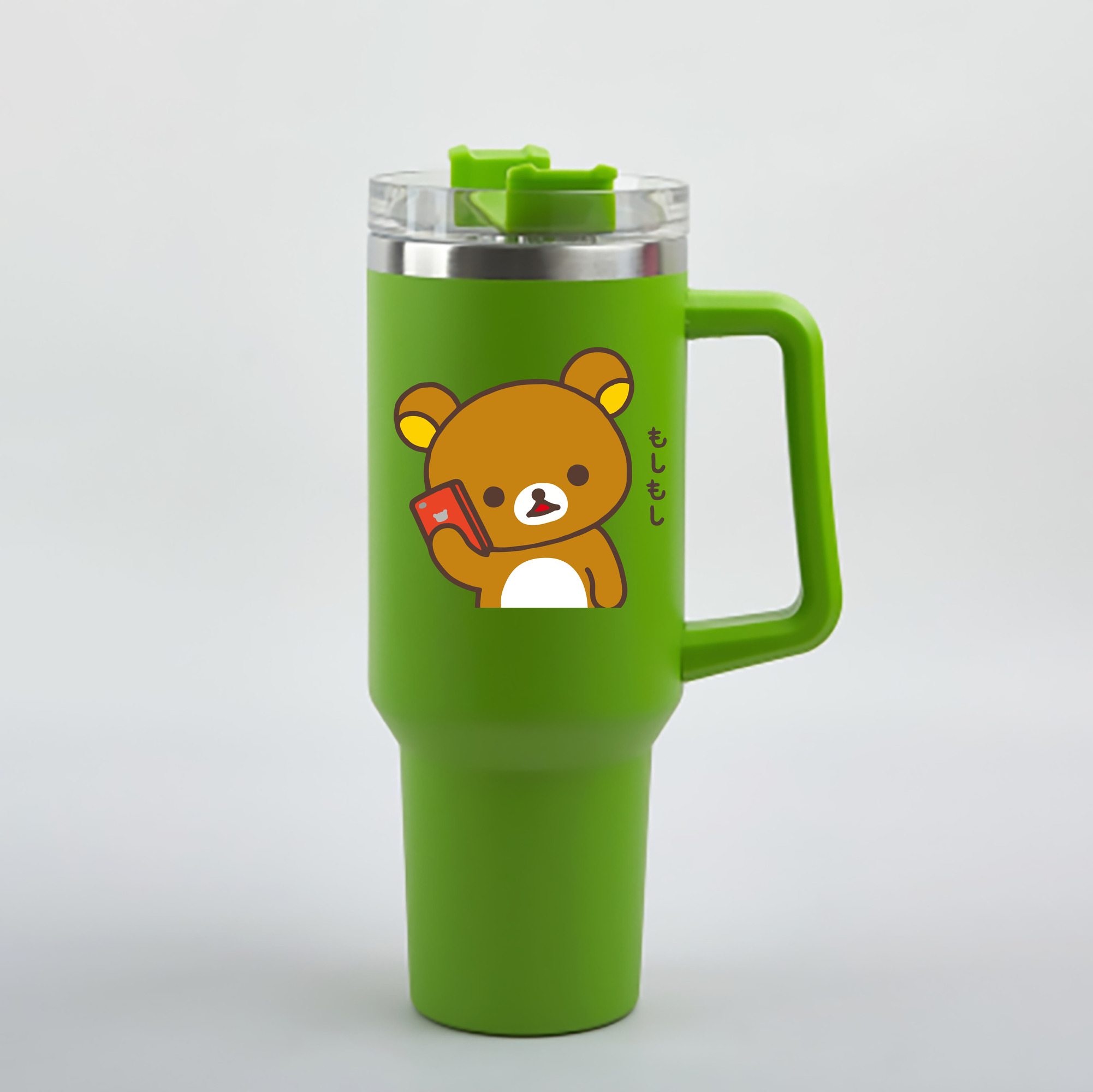 （画像用） リラックマ リラックマ キイロイトリ Rilakkuma Korilakkuma Kiiroitori 1200mL車用タンブラー - クリスタルステッカー（プラスチックストロー付き）
